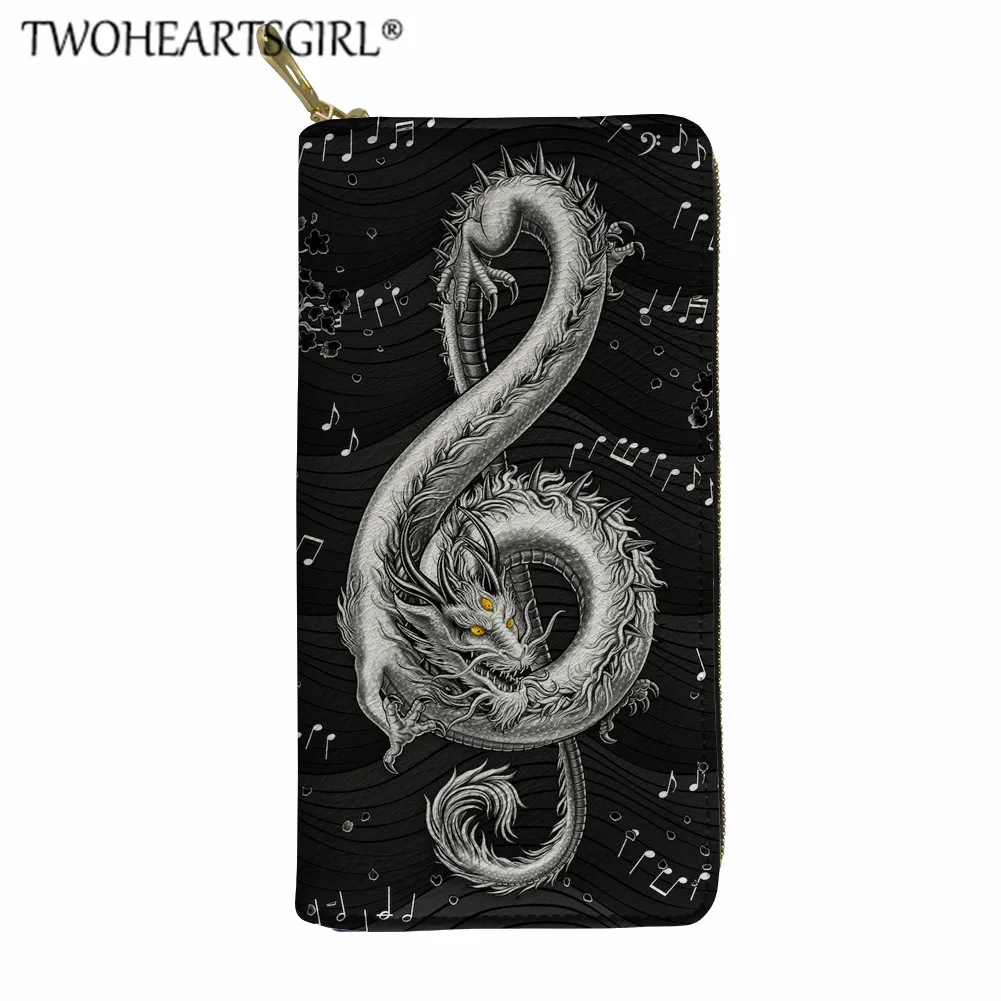 Twoheartsgirl, женские кошельки с музыкальным драконом, уникальные нотки, длинные кожаные кошельки, клатч, сумки для денег, женские держатели для карт - Цвет: YY2015Z21