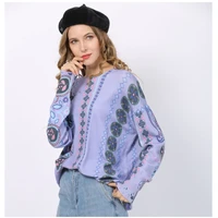 autumn 2021 womens sweater vintage wind print knit sweater pullover round neck harajuku sweaters women winter sweater clothes