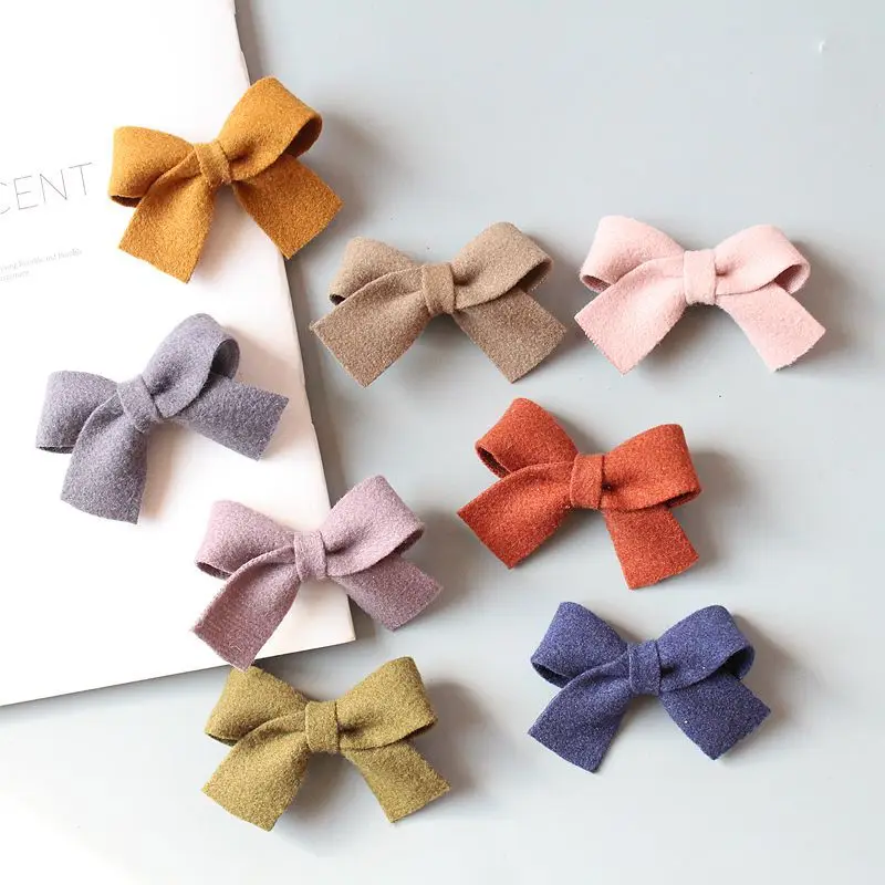 4 шт./партия 2 35 &quotшерстяные и вельветовые заколки с бантом для маленьких девочек