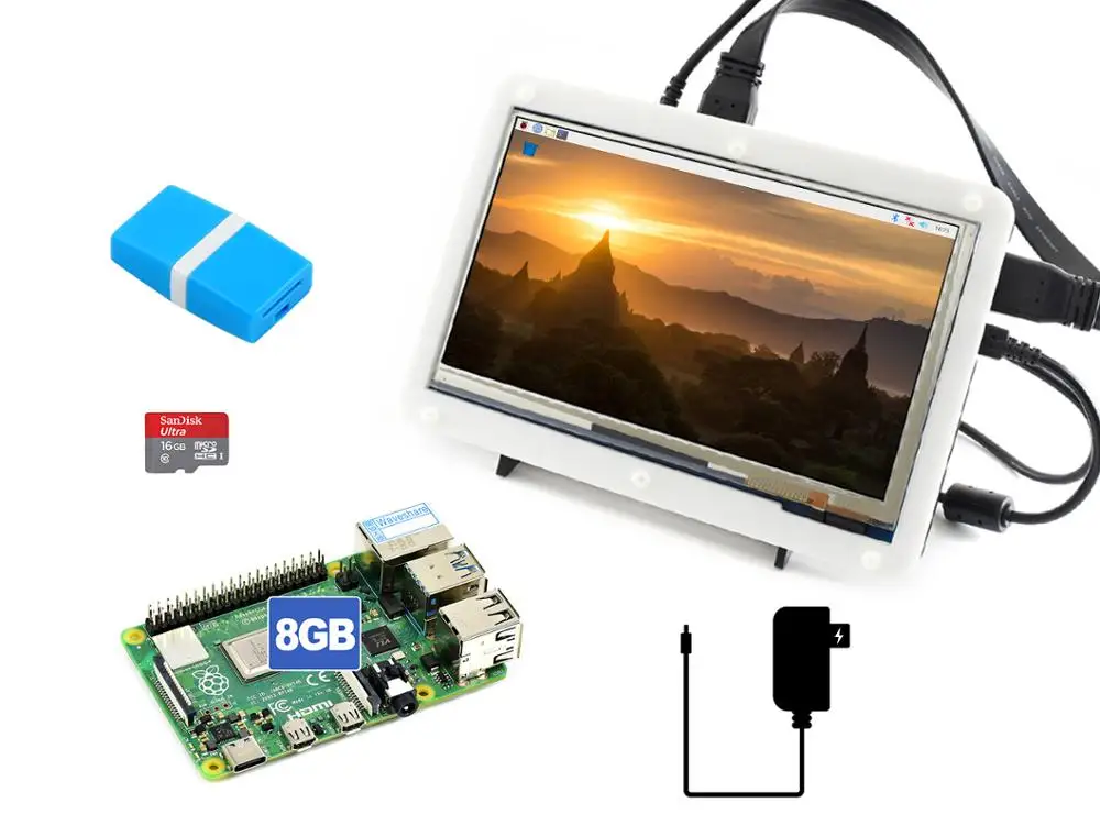 Raspberry Pi 4 Модель B 8G Комплект дисплея с 7 дюймовым емкостным сенсорным ЖК