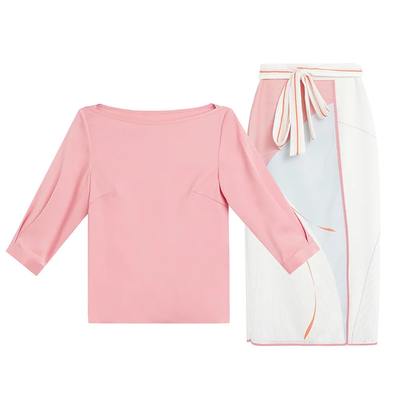 

Autumn Fashion Suit 2021 The New 3/4 Sleeve Hedging Shirt High Waist Straight Two-Piece Suit