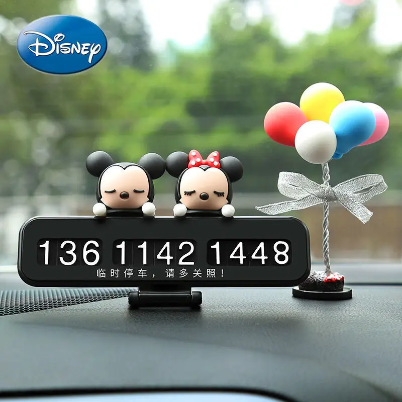 

Disney Mickey Mouse Minnie Car Temporary Parking Sign Hidden Mobile Phone Number Plate Car Decorations Cute Cartoon