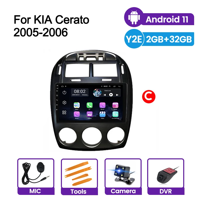 Автомагнитола на Android 11 для Kia Cerato 1 LD 2004 2005 2006 2007 2008 WIFI 2Din BT FM USB GPS NAVI Автомобильный