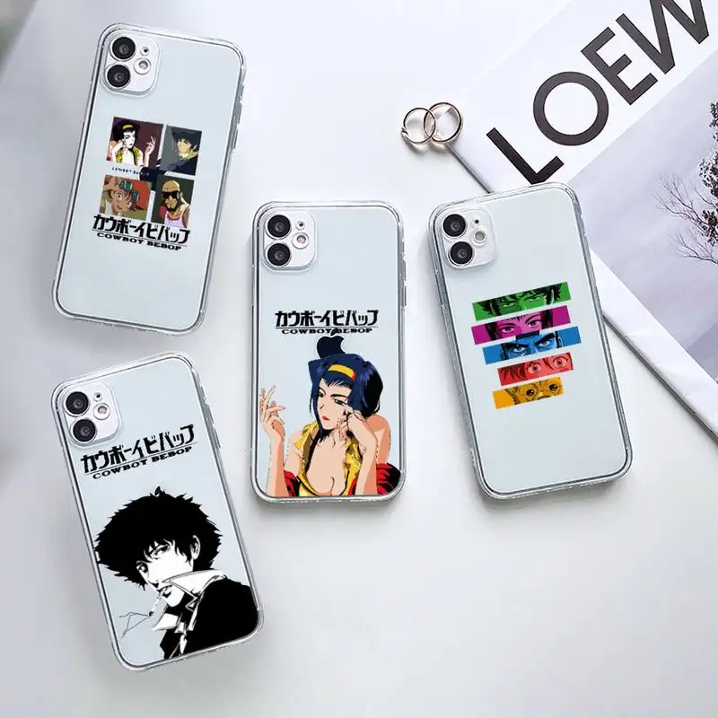 

cowboy bebop Manga Japan Phone Case Transparent for iPhone 7 8 11 12 13 mini pro X XS XR MAX Plus