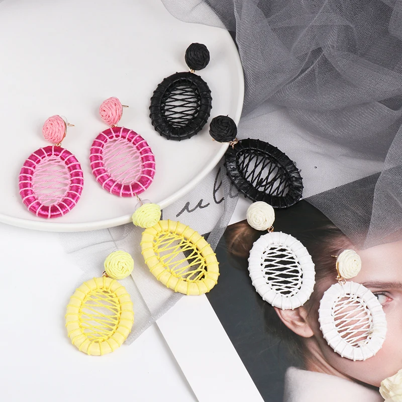 Soutache розовый желтый белый черный Серьги Овальная форма дизайнерские серьги