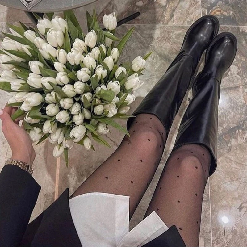 

Warm Boots Thick High Heels Motorcycle Boots Punk Shoes Woman High Boots 2021 Women Knee High Boots Full Cow Leather