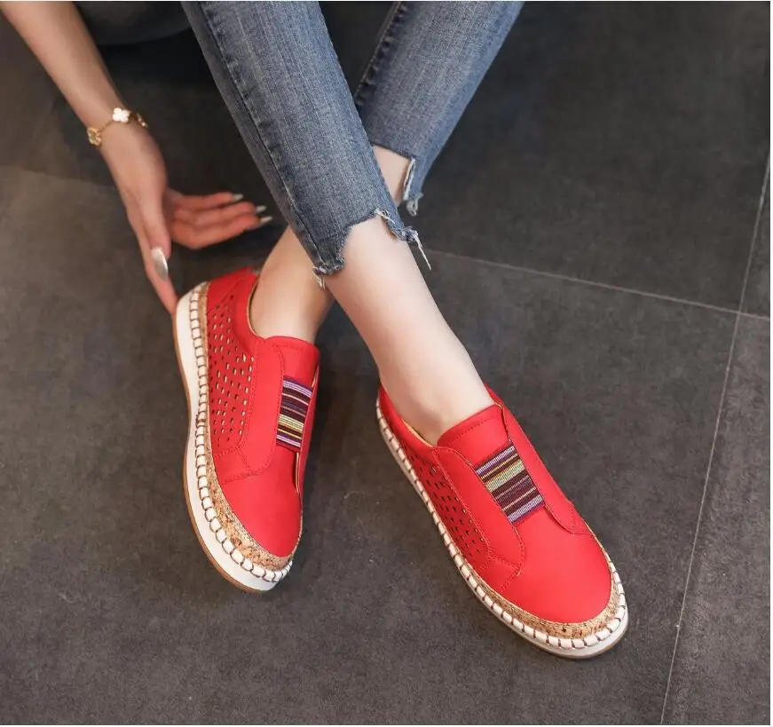 Sneakers Women Shoes Slip On Hollow Out Women's Flats Ladies Loafers Casual Woman Vulcanized new Shoes Sewing Female Fashion