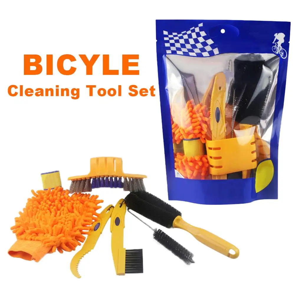 6pc Portable Bicycle Cleaning Chain Brush Washing Tool Gear Garbage Cleaner Mountain Bike Kit Accessories | Спорт и развлечения