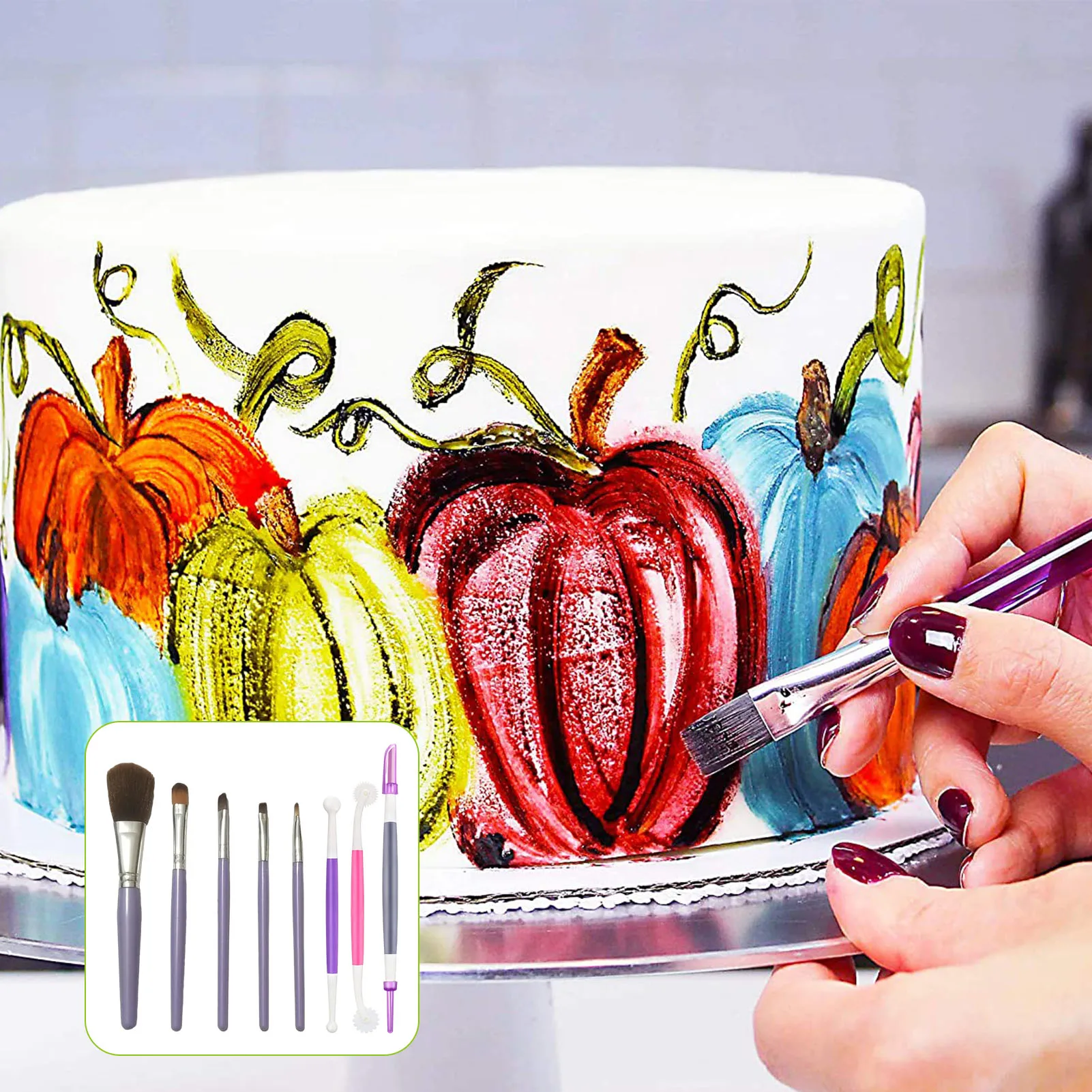 

8pcs/set Diy Colorful Fondant Brush Cake Decorating Tool Artist Honey Brushes Chocolate Cookie Sauce Pastry Brush Cooking Tool