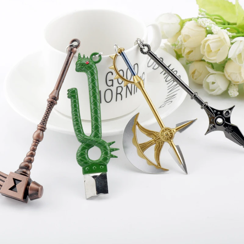 

The Seven Deadly Sins Key Chain Axe Rhitta Spear Alloy Keychain Accessories Pendant Key Ring Charms Keychains for Ladies