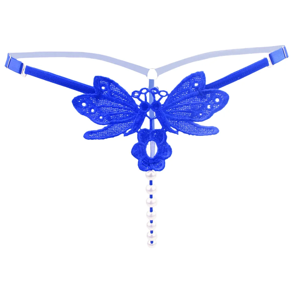 Женские Кружевные Трусы стринги с бабочками заниженной талией и искусственным