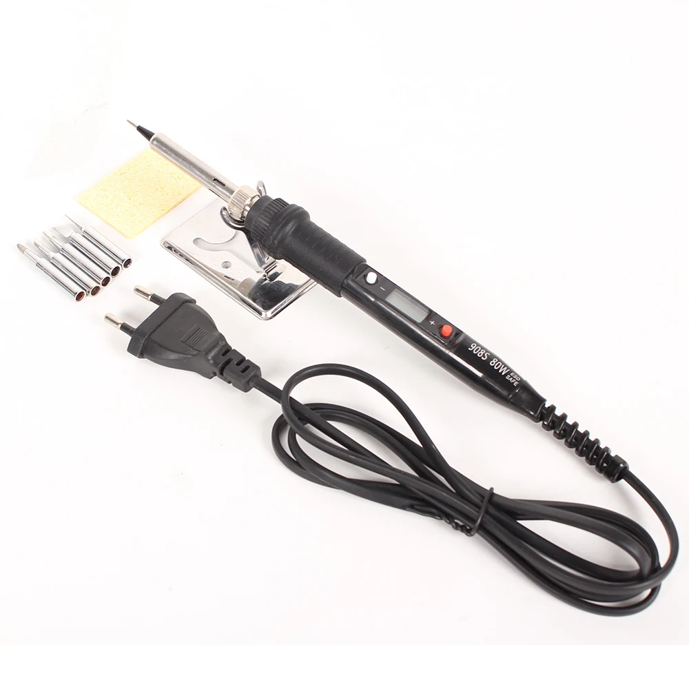 80W Iron Set 80 Вт Электрический паяльник с регулируемой температурой и ЖК-цифровым дисплеем 110 В 220 в сварочный паяльник наконечники ремонтный набор инструментов - Цвет: 80W Iron Set