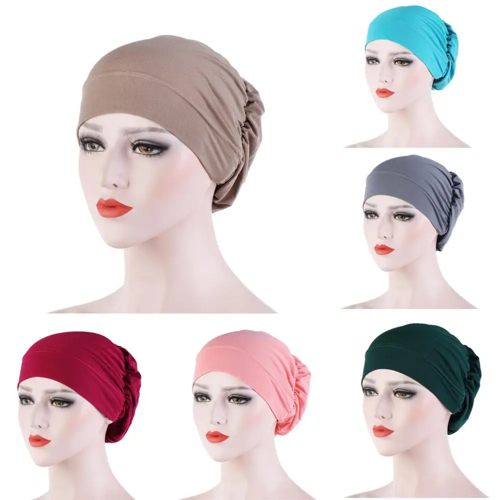 Multicolor Linen Inner Caps for Hijab Solid Cotton Muslim Turban Bonnet Ready To Wear Wrap Head Hijabs Cap Islamic Accessories |