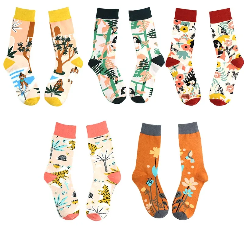 Женские носки в стиле Харадзюку яркие забавные хип хоп для осеннего или зимнего