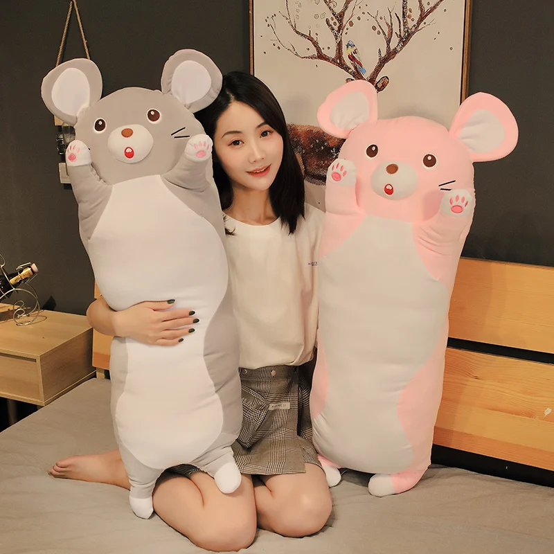 Lucky Cat Long Mouse Toy Stuffed Animals Standing Cartoon Plushie Squishy Bolster Sleeping Friend Kids Gift 60/80/90cm | Игрушки и хобби