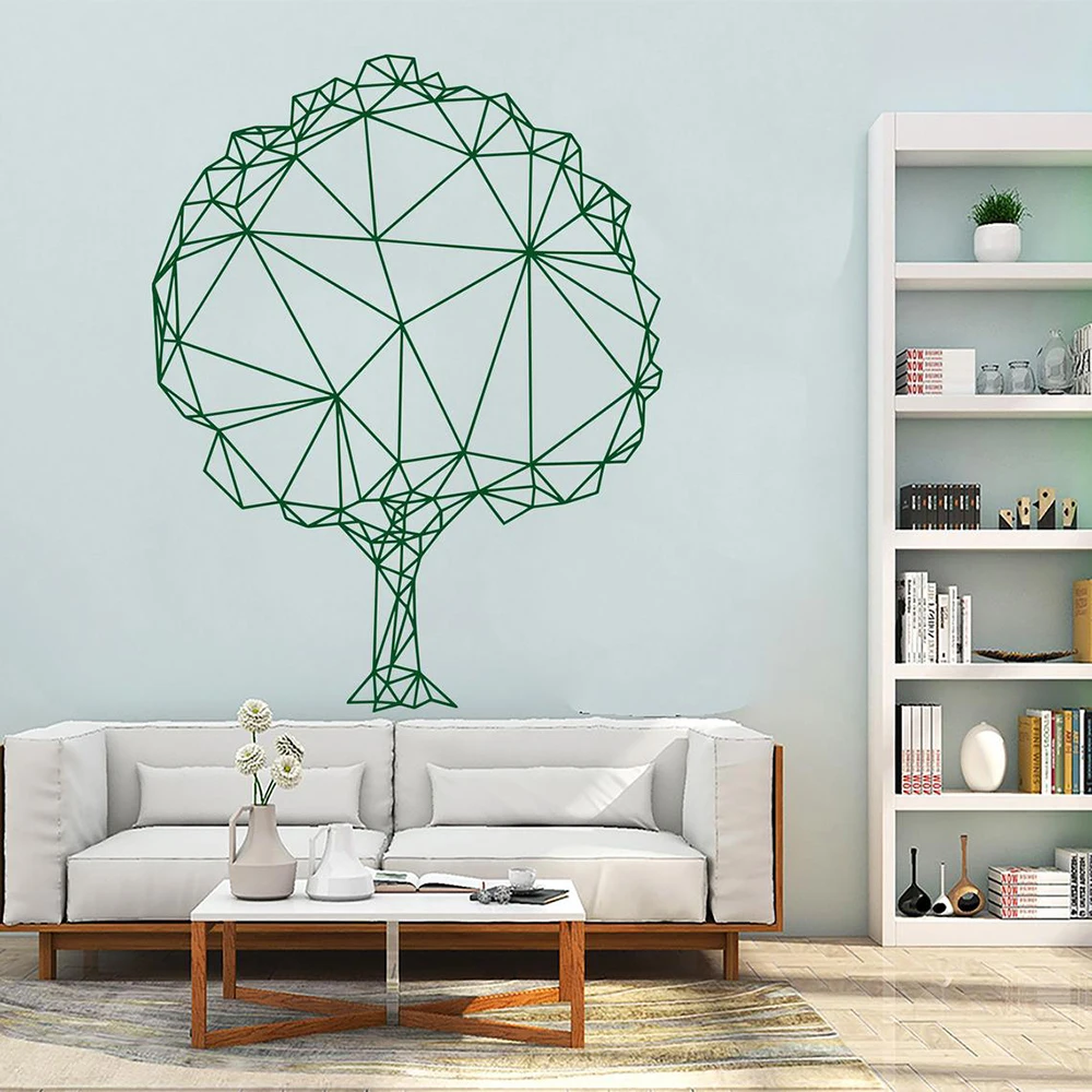 Абстрактные многоугольные настенные наклейки с деревом геометрические