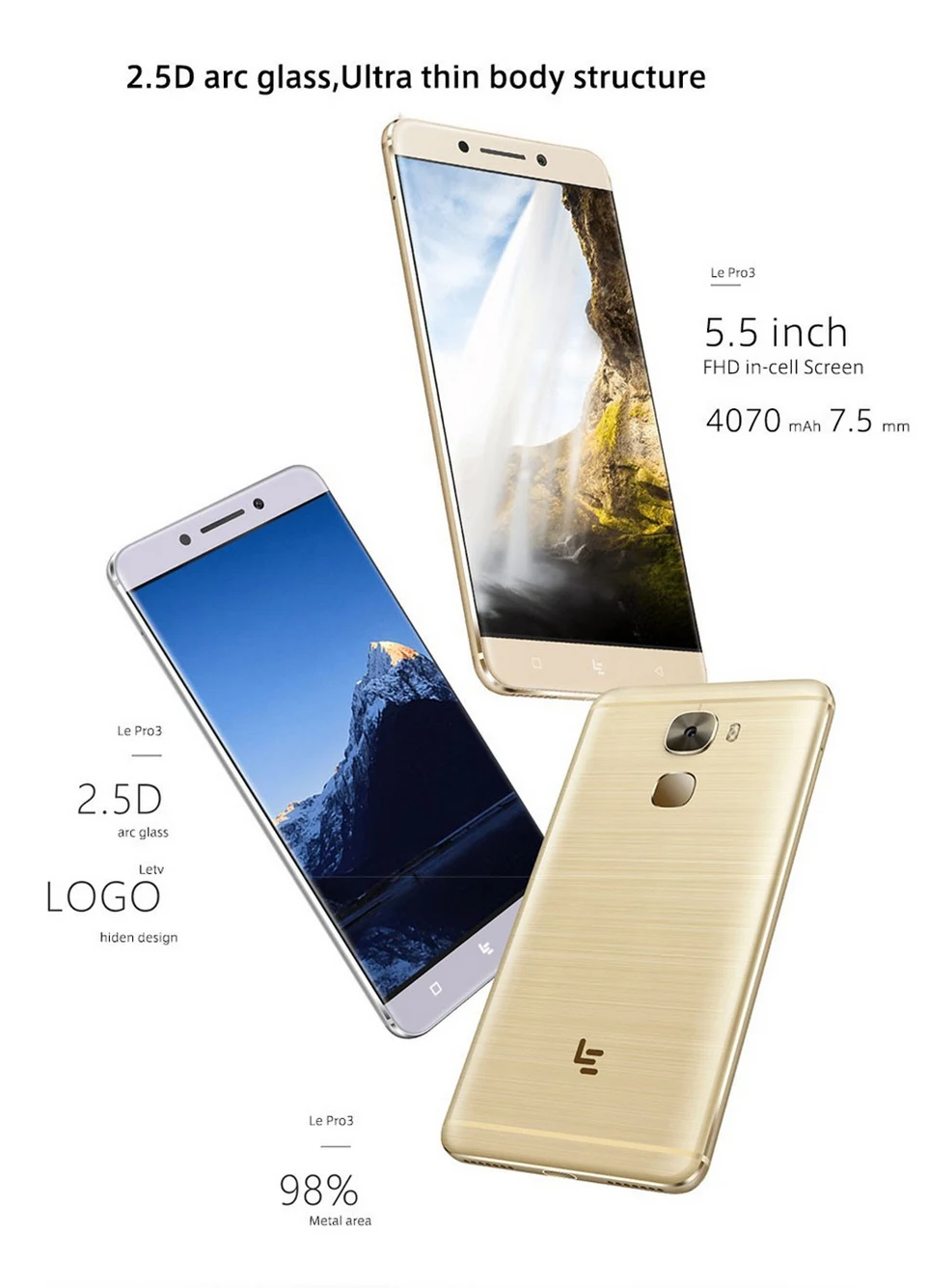 Letv LeEco Le Max 2X820/Le Pro 3X720/X722 Android 6,0 4G LTE Смартфон быстрая зарядка Touch ID Поддержка Google playstore