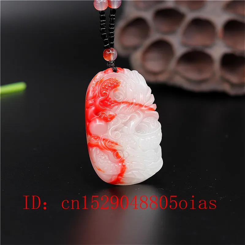 Ожерелье с подвеской из натурального красного белого китайского Нефритового