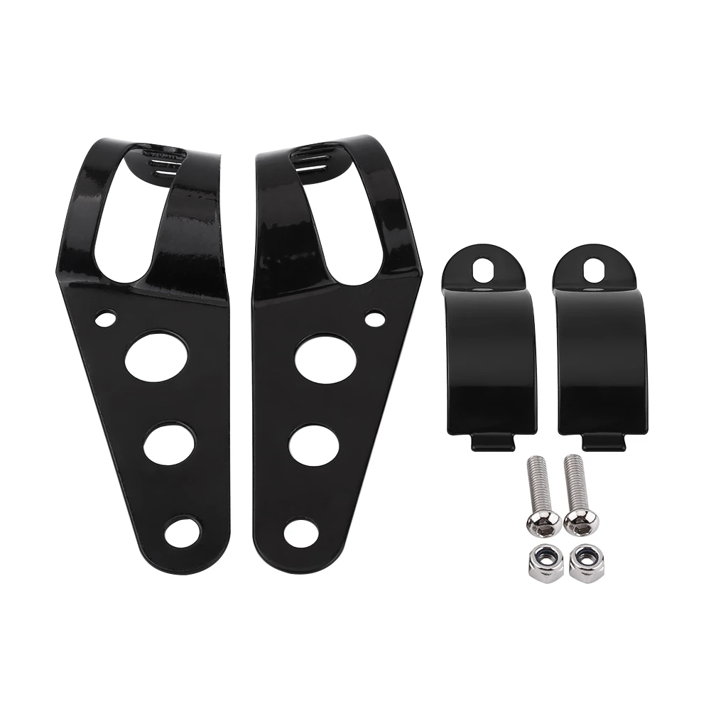 

6.5" Motorcycle Headlight LED Headlamp Grill Side Mount Cover With Bracket for Cafe Racer