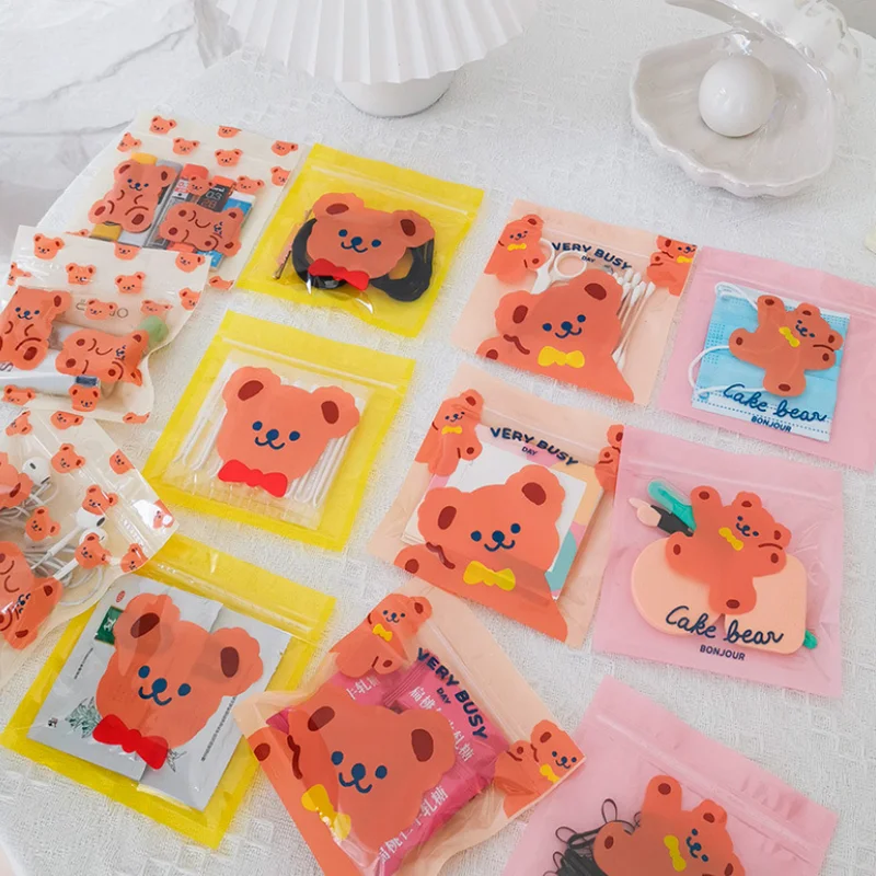

5pcs Cute Bear Ziplock Bag Jewelry Fillings Accessory DIY Charms Handmade Epoxy Resin Packaging Material Pink Bear Bags Craft