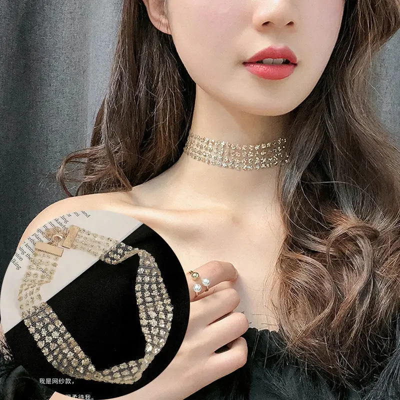 

Trendy Fine Sequins Sparkling Clavicle Chain Choker Necklace For Women Jewelry Shiny Wedding Party Girls Christmas Birthday Gift