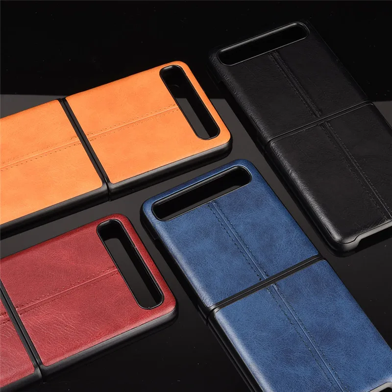 

Split Type Mobile Phone Cover Case for Samsung Galaxy Z Flip Folding Screen Car Line Calf Pattern Mobile Phone Protective Shell