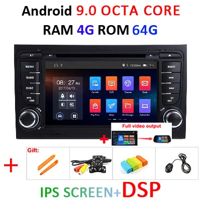 Для Audi A4 S4 RS4 8E 8F B9 B7 B6 4G 64G 8 core Android 9,0 2 Din Автомобильный Радио dvd мультимедийный плеер стерео gps wifi obd2 DSP DVR - Цвет: 4G 64G IPS DSP F