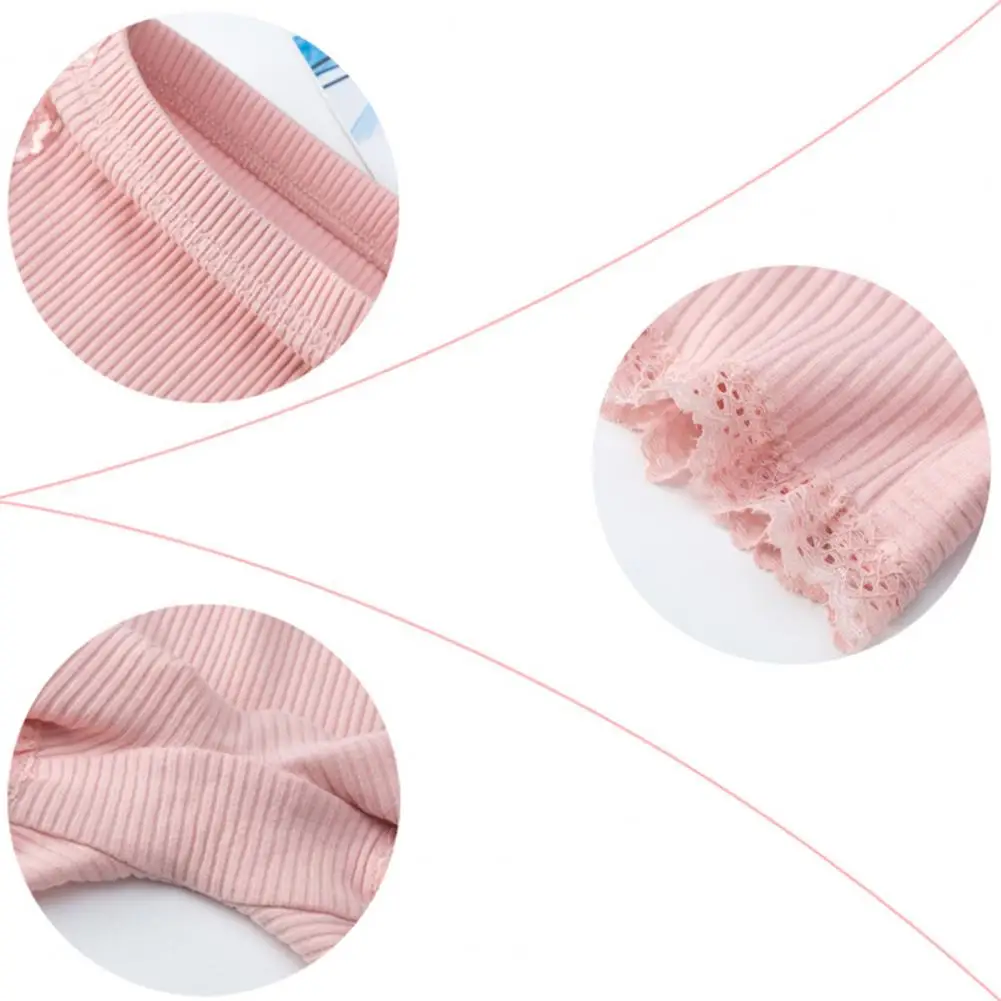 Leggings finos de algod&oacute;n para ni&ntilde;as, pantalones de seguridad a rayas, Color s&oacute;lido, alta elasticidad, costura de encaje, Verano-4
