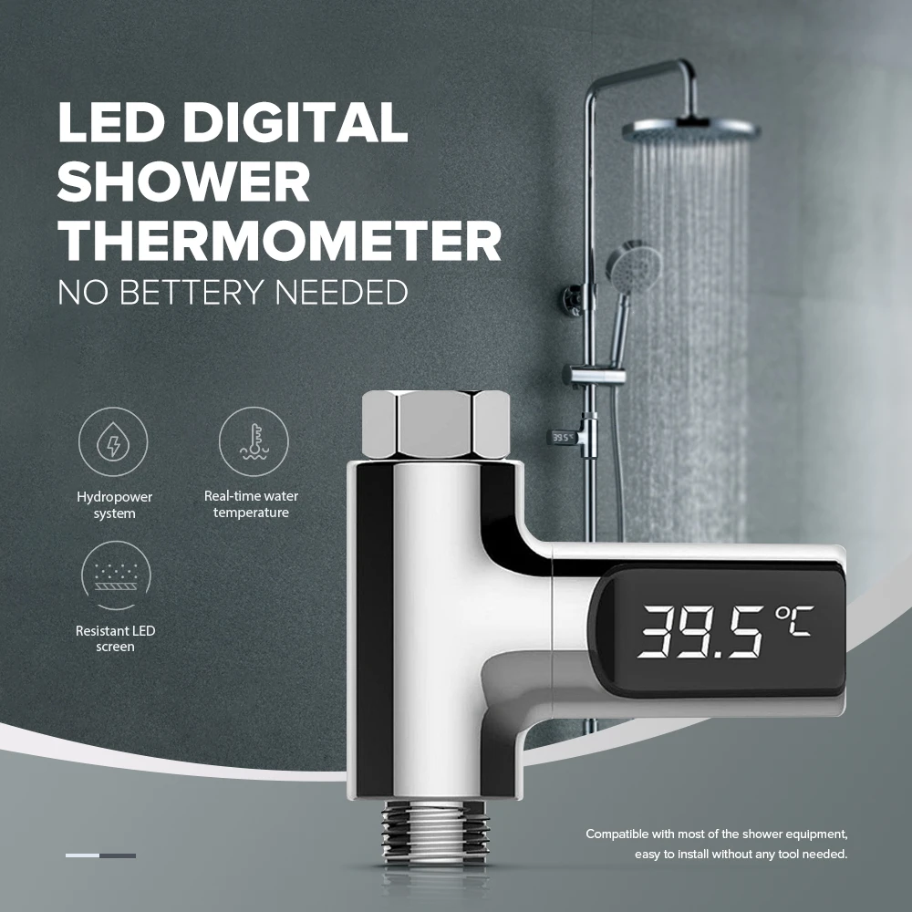 

LW-101 LED Display Home Water Shower Thermometer Flow Water Temperture Monitor Led Display Shower Thermometers Support Dropship