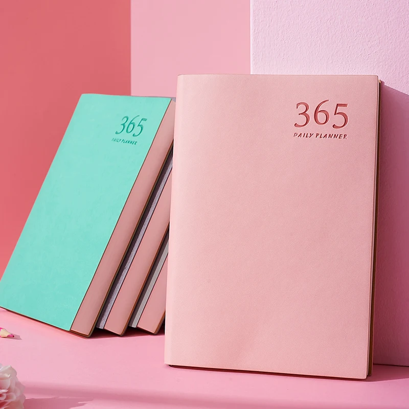 

Notebook 2021 Books Planning Time Management Daily Soft Leather Notes Diary Business Office Logo Pages Super Thick New