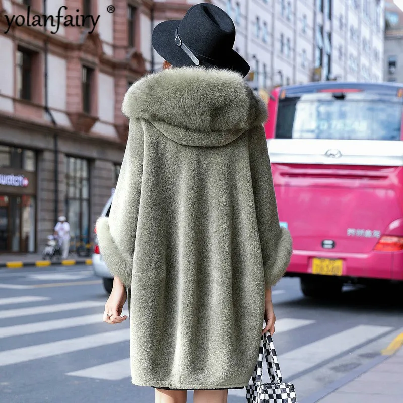 Женское зимнее пальто из натурального меха с капюшоном лисьего меха|Шубы и