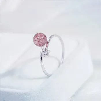 

S925 Sterling Silver Strawberry Crystal Small Star Ring Female Fashion Simple Personality Niche Design Girlfriend Ring JZ196B35