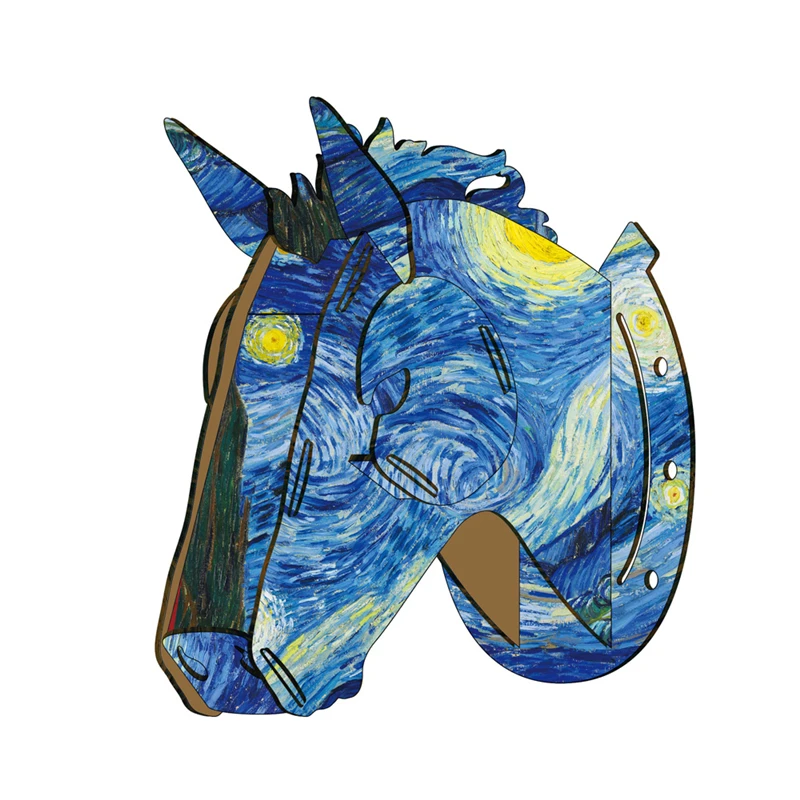 Деревянное настенное украшение 3D олень лось единорог голова лошади деревянная MDF