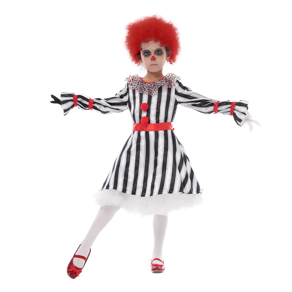 

Детское забавное цирковое платье для косплея клоуна Snailify для девочек, костюм для Хэллоуина, детский праздничный нарядный костюм для вечеве...