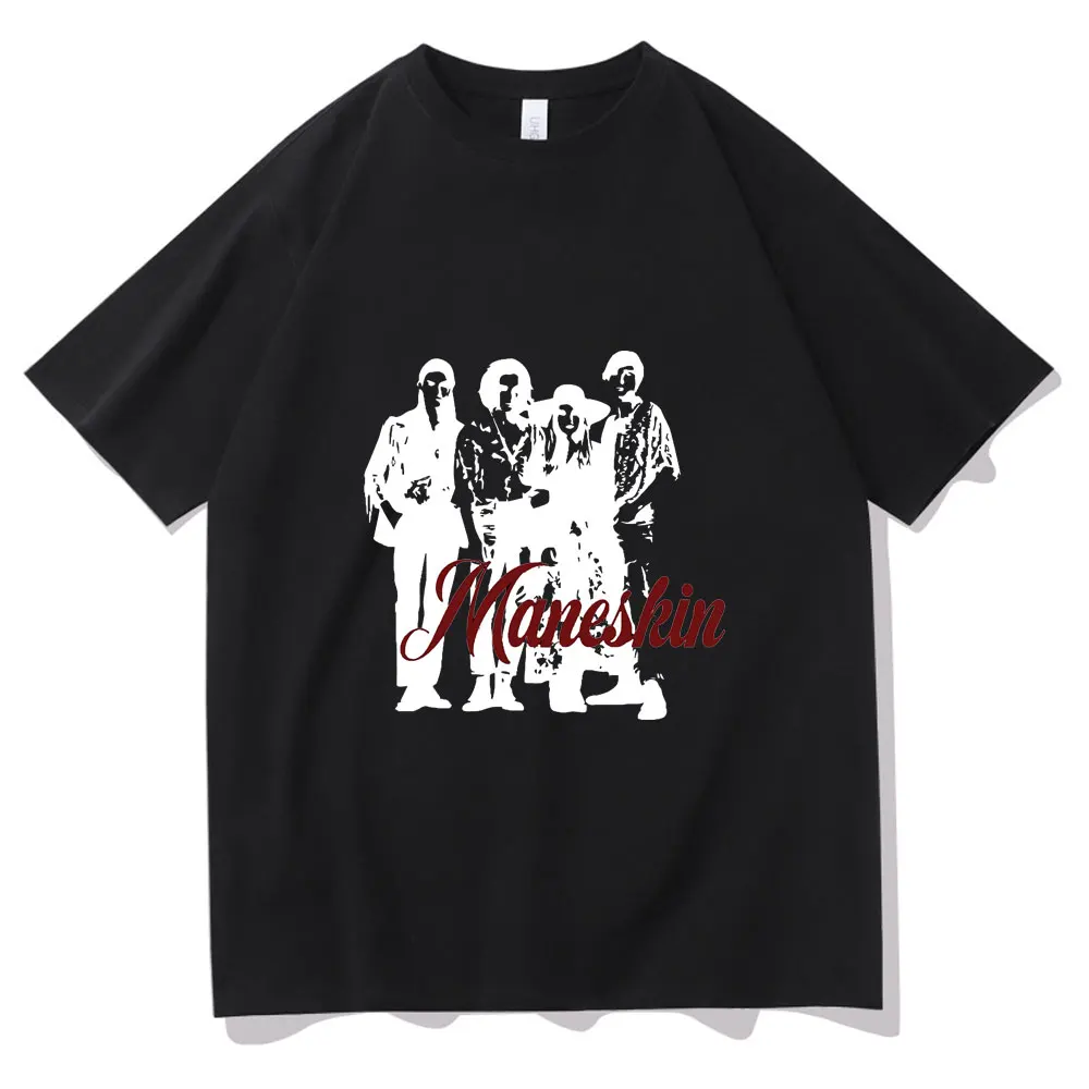 

2021 Модная брендовая итальянская комбинированная футболка Maneskin, летняя футболка оверсайз для мужчин и женщин, футболка унисекс из чистого х...