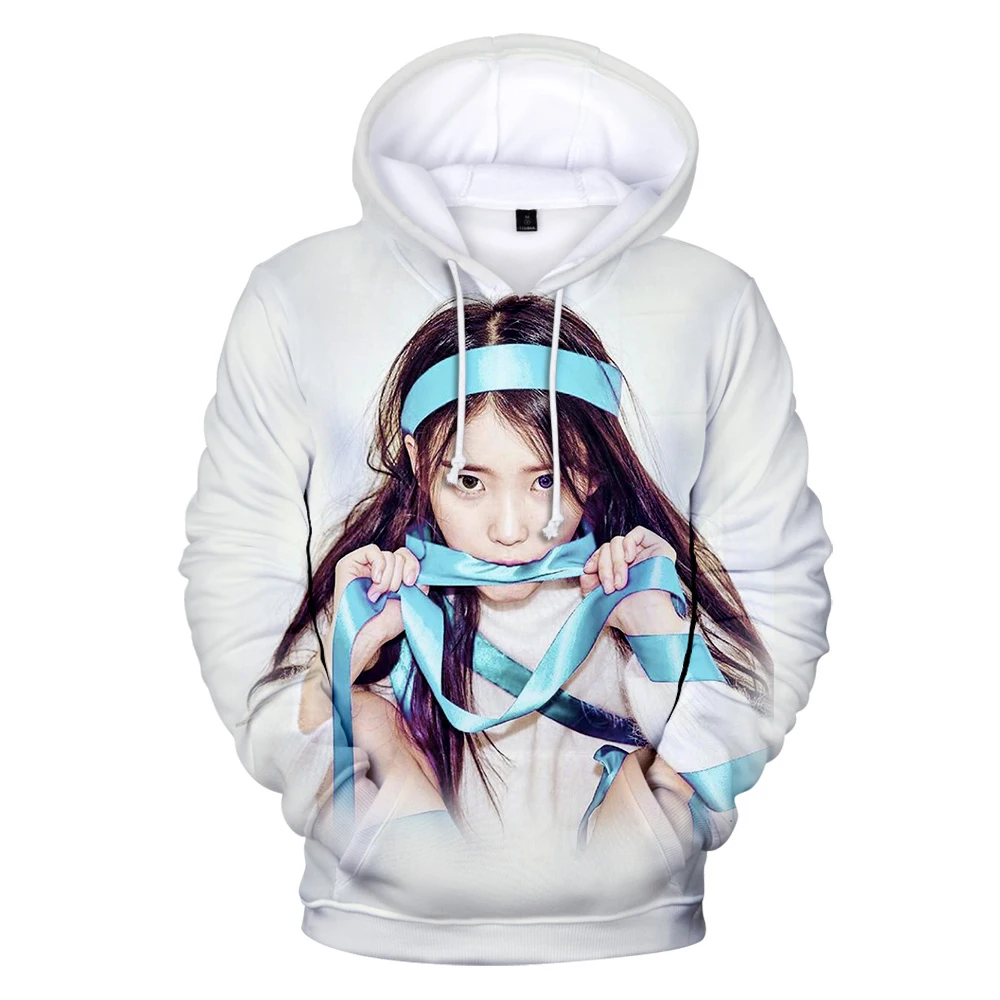 Новинка Толстовка K-pop singer IU с капюшоном 3D длинными рукавами Мужская/Женская