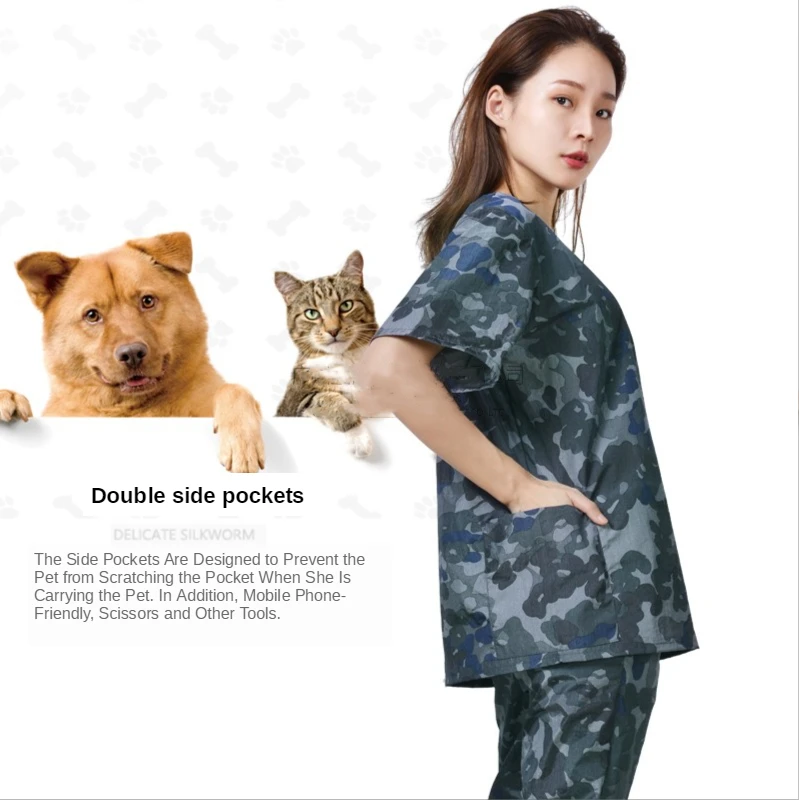 Камуфляж Pet Shop груммер рабочая одежда костюм моющиеся Водонепроницаемый ткань