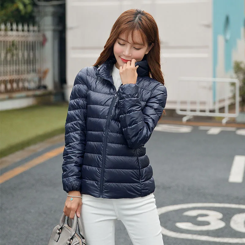 Зимняя женская куртка ультра легкий пуховик Женское пальто 90% утиный пух тонкая