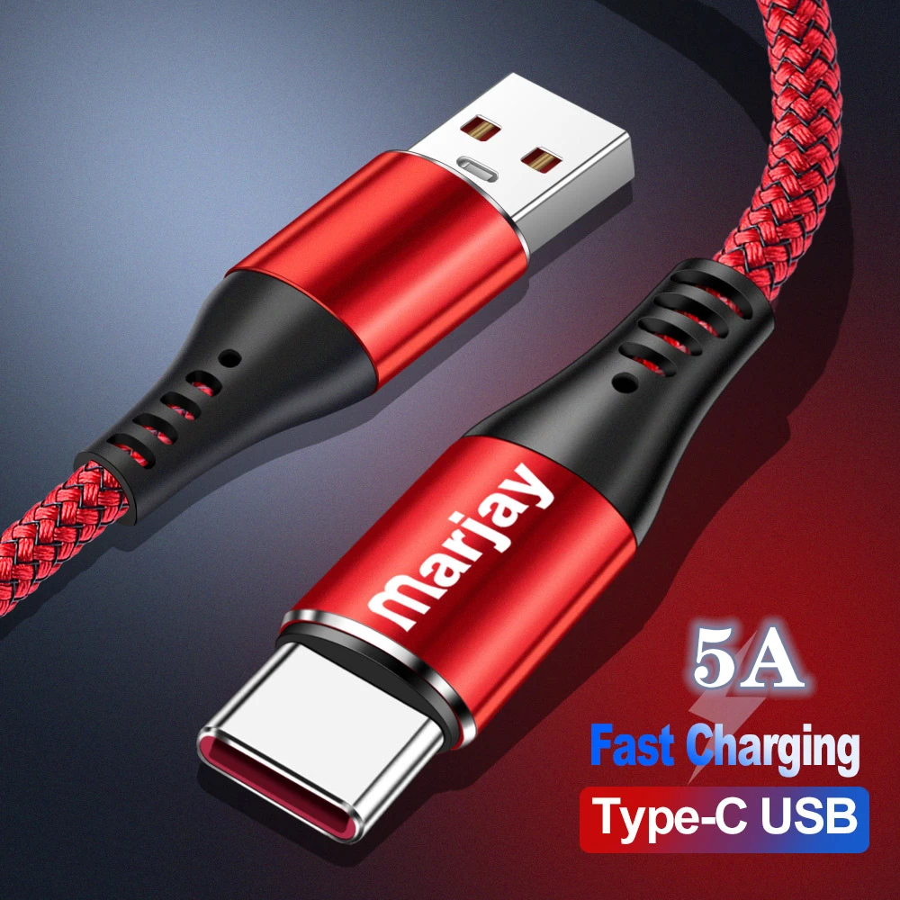 

5A Mobile Phone USB Cable Fast Charging cord for Huawei P10 20 Mate 9 10 Pro USB Type C for Samsung S9 Galaxy note 9 USB 1M 2M
