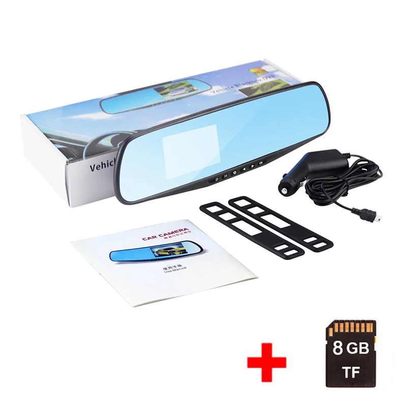 add 8g tf Dvr камера full HD dash cam зеркало заднего вида Камера авто dashcam рекордер dvr voiture с sd-картой видео регистратор в автомобиле видео - Название цвета: add 8g tf