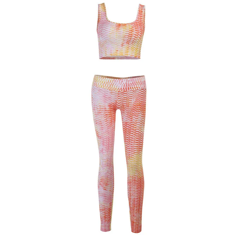 

Women 2 Pieces Set Tank Top And Stacked Pants Women Sportswear Rib Stitch Tracksuits Shirt Leggings Workout Sport Matching Sets