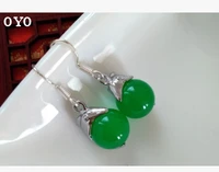 925 silver green jade earrings free shipping