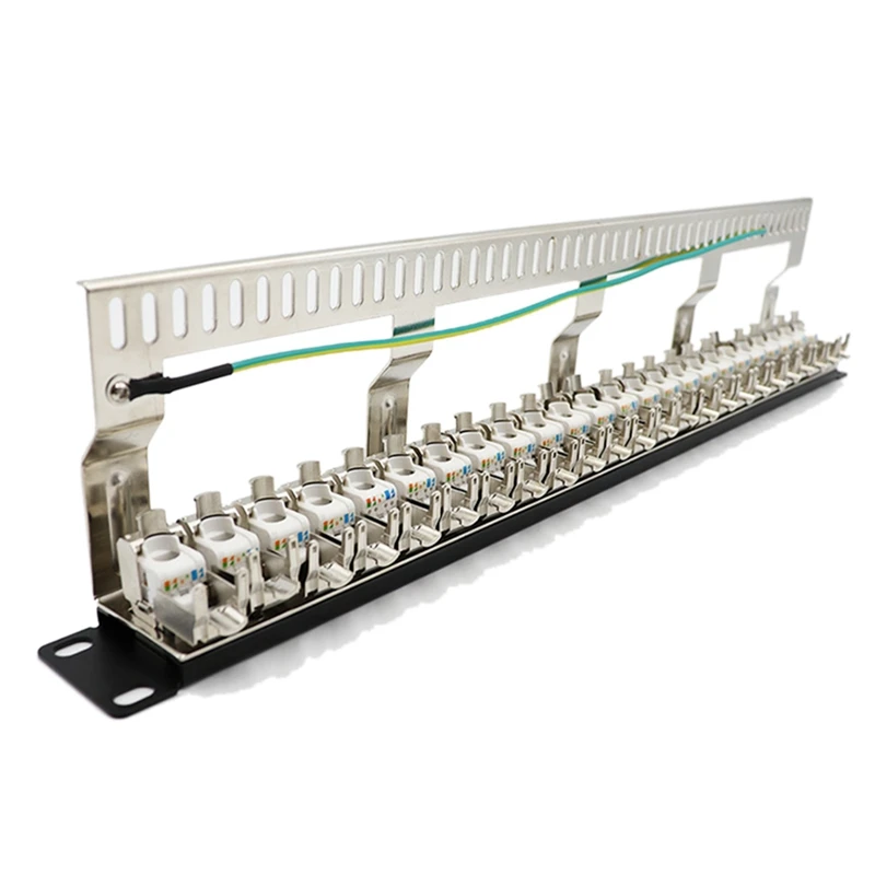 

Патч-панель Cat7 на 24 порта, патч-панель CAT7/CAT6A FTP с полной защитой 24X Cat7 экранированный адаптер для трапецеидального искажения 1U 19 дюймов
