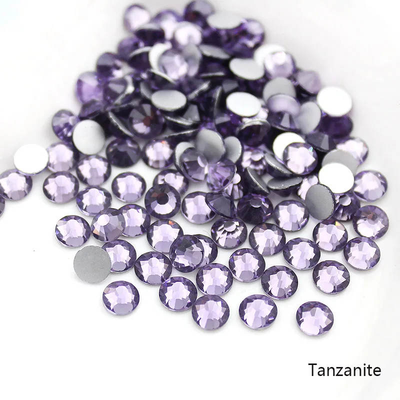 tanzanite SS3-SS20 Аметистовые стразы для нейл-арта, плоская задняя часть без горячей фиксации клей на Нейл-арте стразы, бутик и высший сорт - Цвет: tanzanite