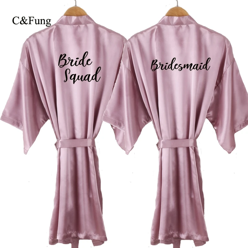 C & Fung Новое поступление Свадебный халат Mauve Короткое Кимоно Атласный Женский