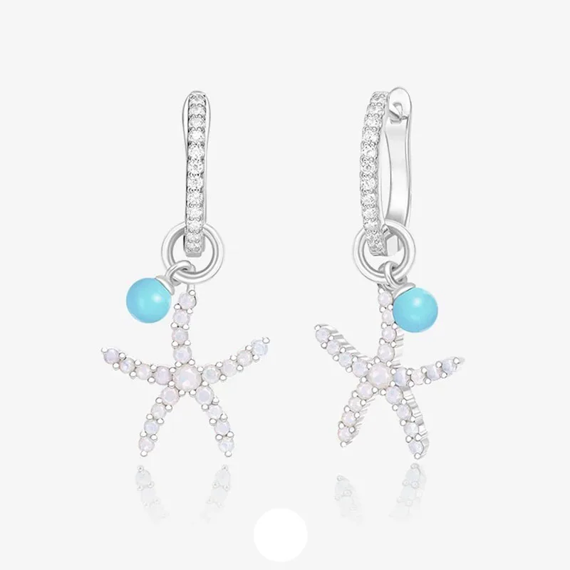 Новый 925 стерлингового серебра Симпатичные Морская звезда сережки ввиде CZ сине