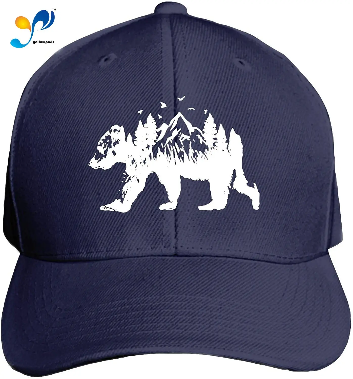

Peaked Hat Bear Woods Adjustable Sandwich Baseball Cap Cotton Snapback