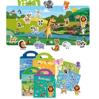 reusable children stickers books scenes stickers puzzle game diy cartoon stickers make greeting cards scrapbook for kids gift