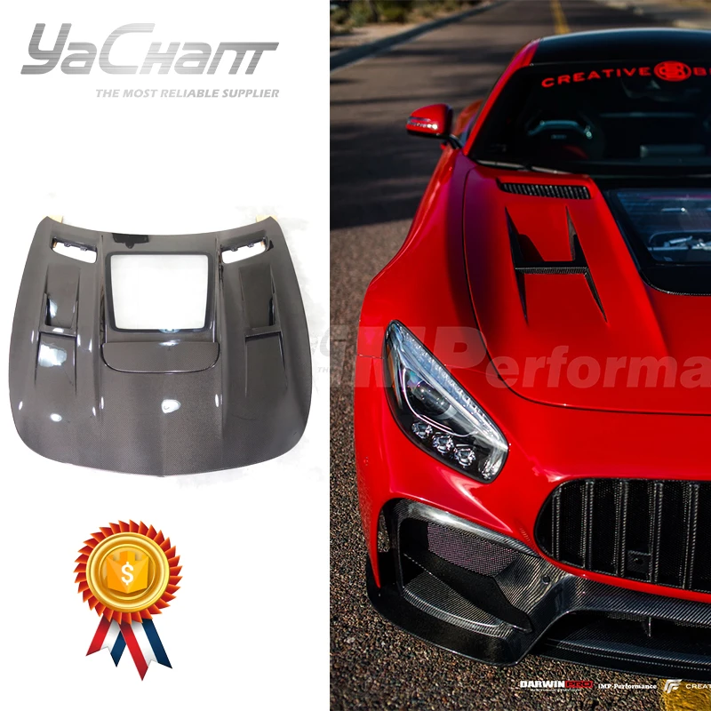 

Car-Styling Carbon Fiber iMP Performance Style Hood with Glass Fit For 2015-2021 C190 GT GTS Hood Bonnet Cover