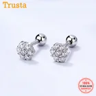 Trustdavis настоящие серьги-гвоздики из серебра 925 пробы со снежинками и фианитами винтовые шарики для женщин детей младенцев минималистские ювелирные изделия DA2243